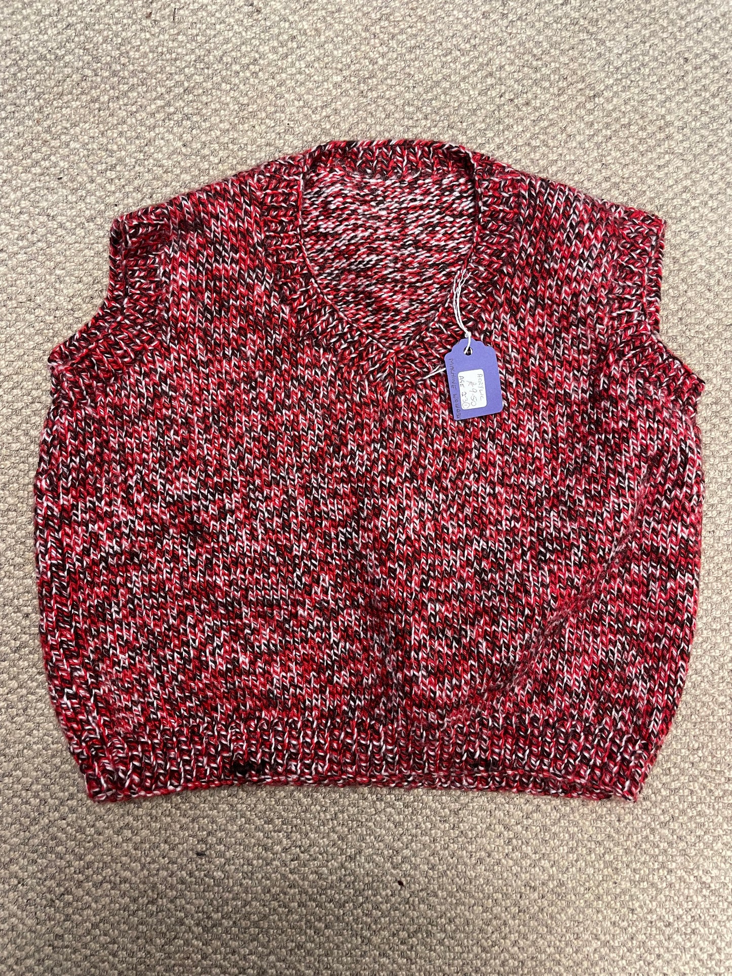 Red knitted children’s tank top age 2-3 years