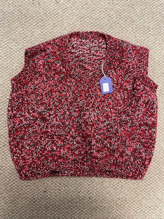 Red  knitted children’s tank top  age 2-3 years