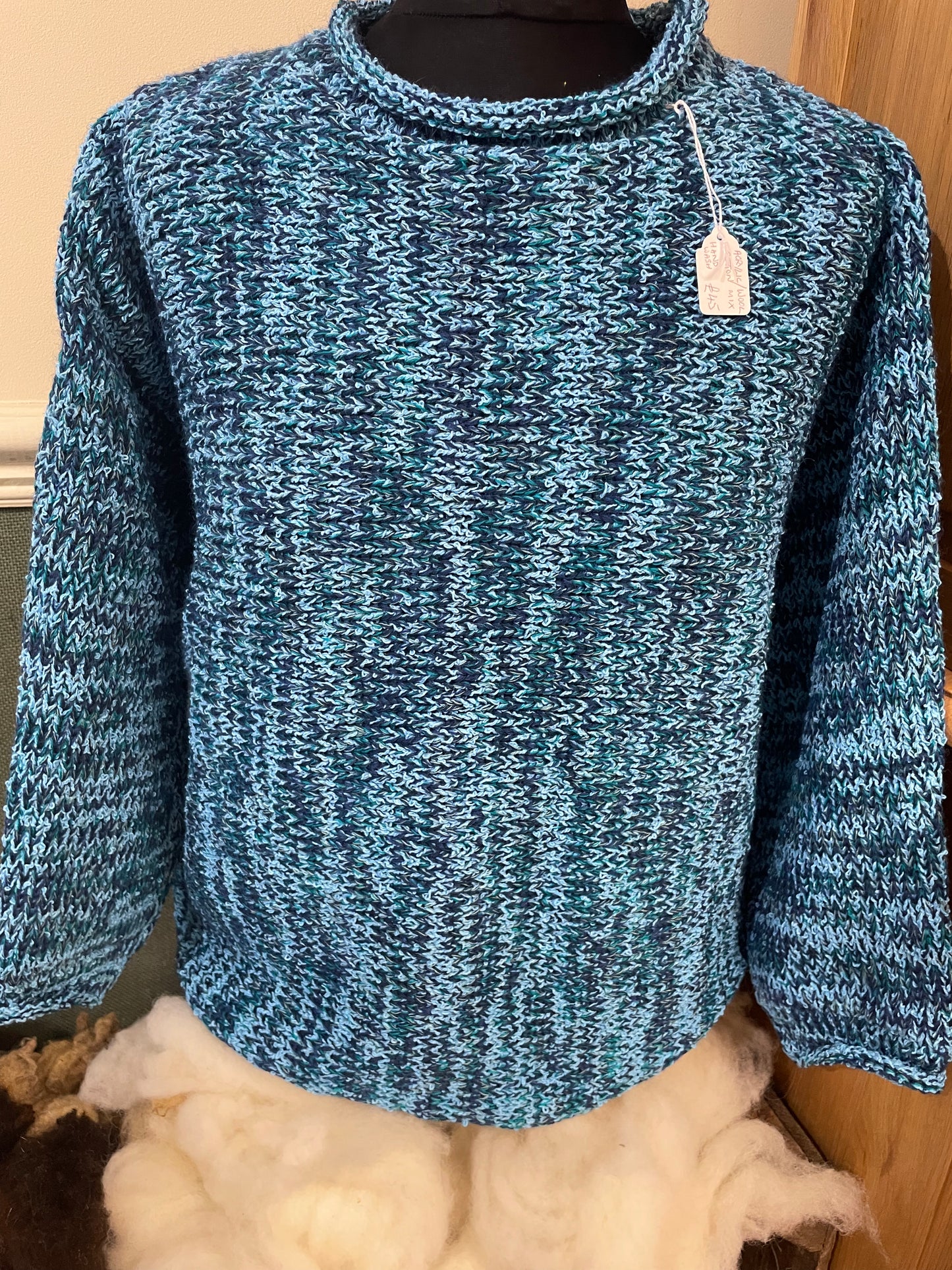 Marine blues knitted roll neck jumper