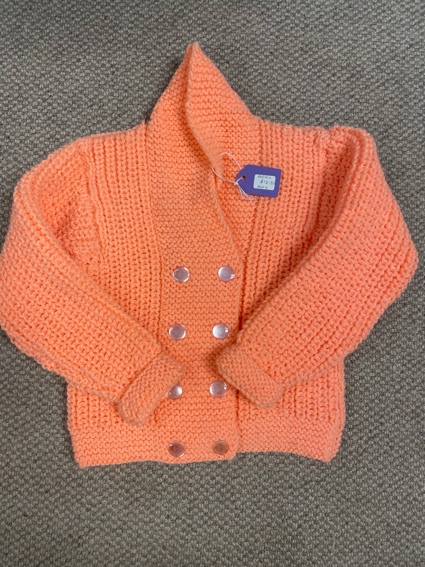 Orange coloured Children’s Cardigan 4 years