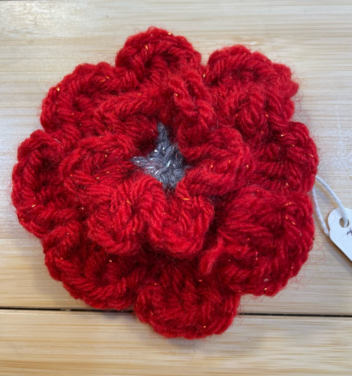 Crochet Red Poppy Remembrance Brooch