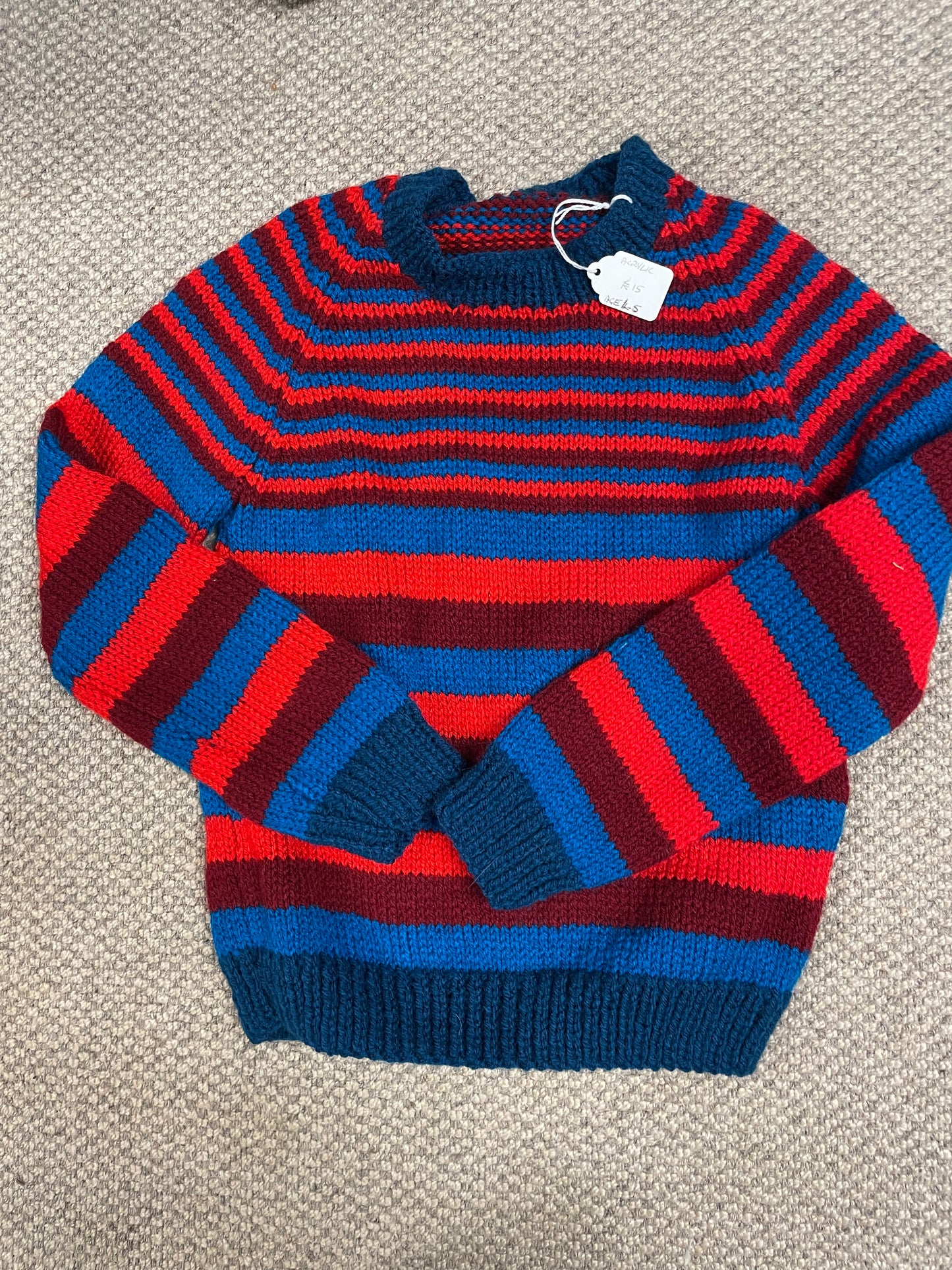 Red and Blue coloured Children’s Cardigan 4 -5 years