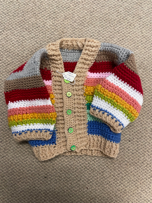 Multi coloured  knitted babie’s  jumper age 3-6 months