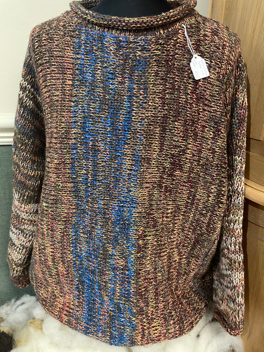 Coloured knitted roll neck jumper