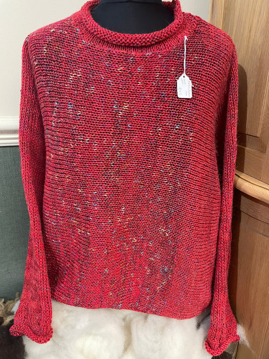 Crimson red  knitted roll neck jumper