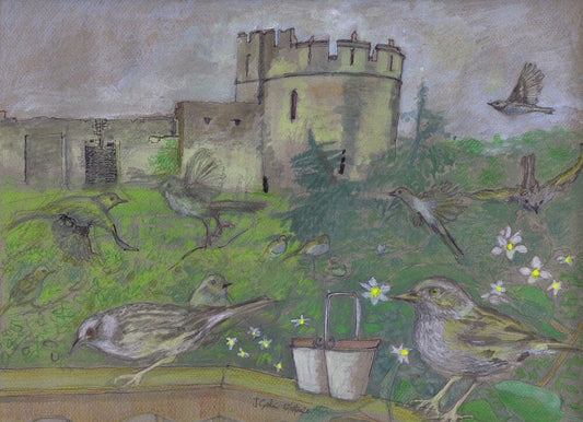 The Dunnocks and Chepstow Castle A5 Blank Greeting Card