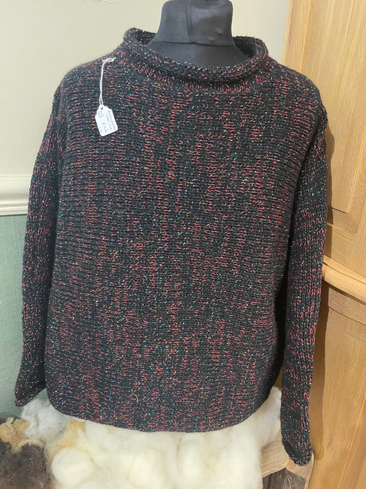 Dark Grey and Purple knitted roll neck jumper