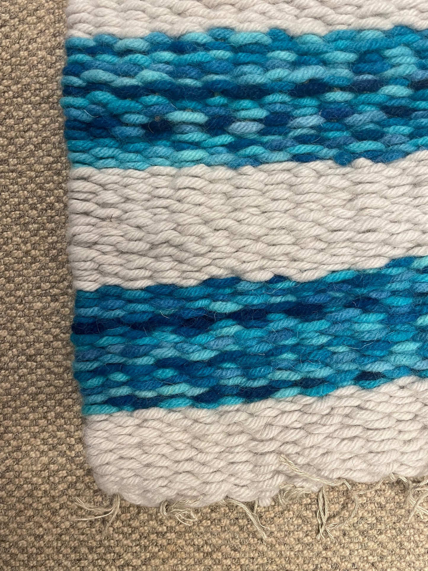 Blue and White Cotton Peg Loom Rugs