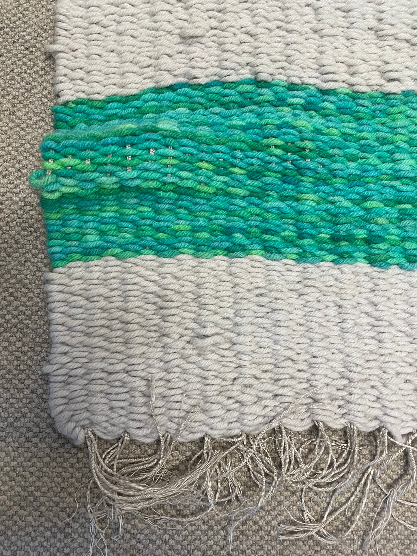 Green and White Cotton Peg Loom Rugs