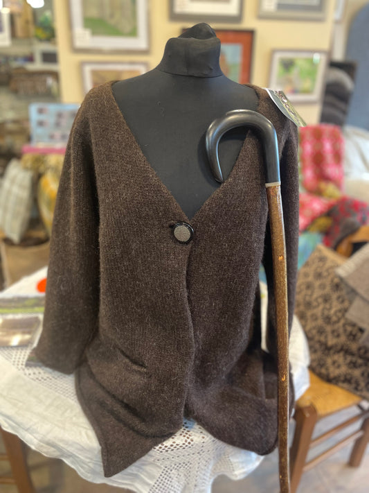 Natural brown coloured brown woollen Cardigan