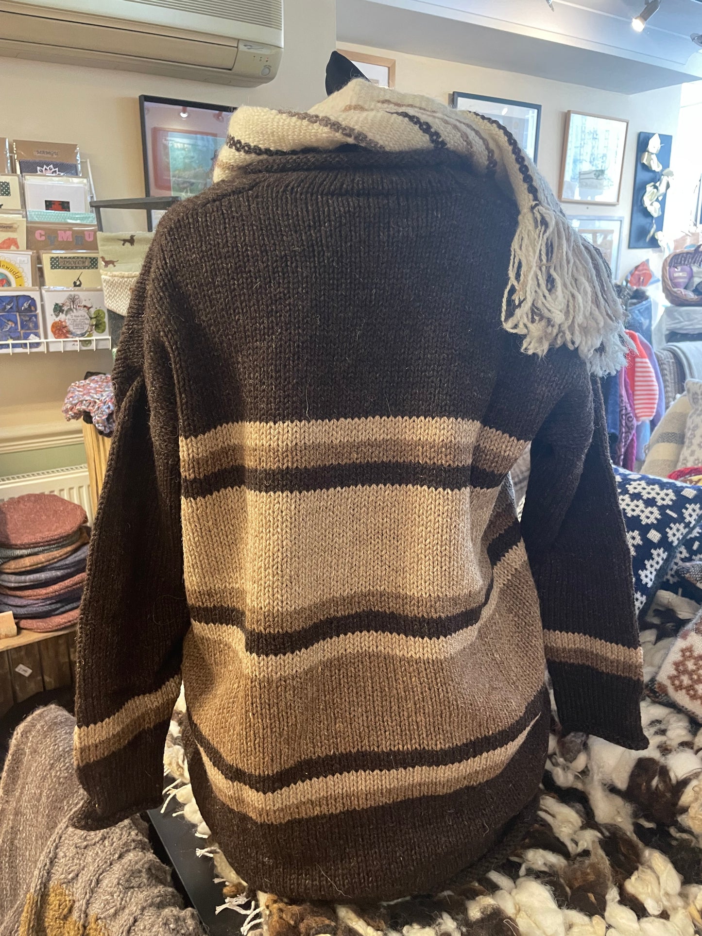 Natural coloured striped woollen jersey