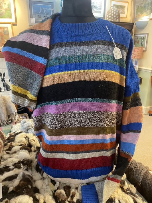 Shetland  Wool multi coloured  striped unisex jersey