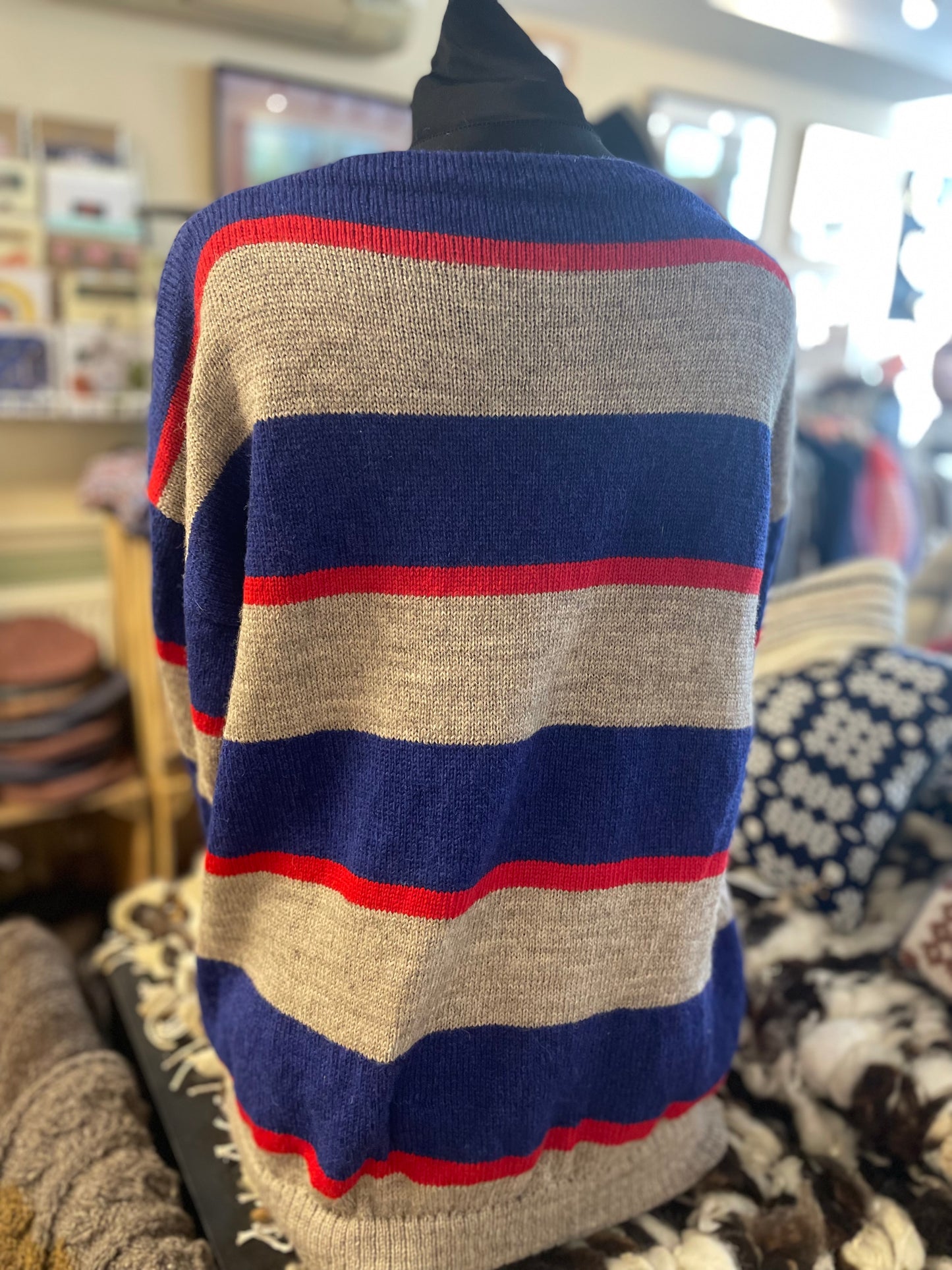 Shetland Wool Blue and Grey multi coloured unisex jersey