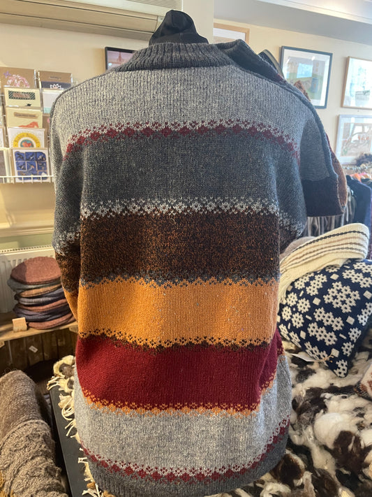 Shetland  Wool Burgundy multi coloured jersey