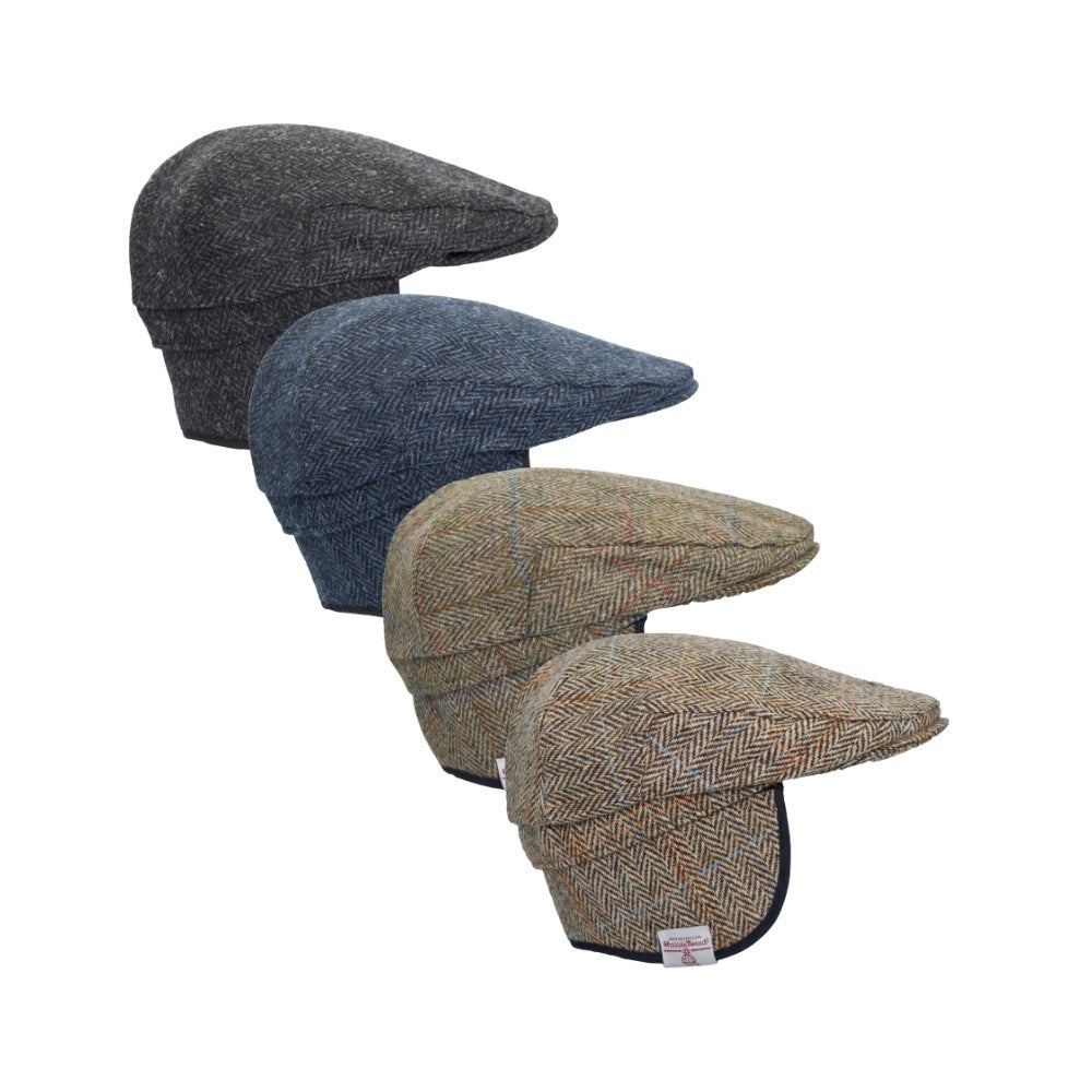 Harris Tweed Edward Flat Cap W/ Foldable Ear Flaps