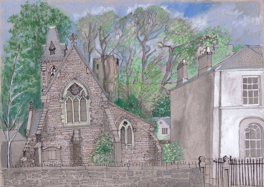 Usk Castle view from Porthycarne Street A5 Greeting Card