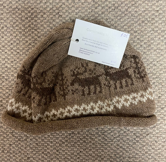 Natural coloured Wool Reindeer designed  hat