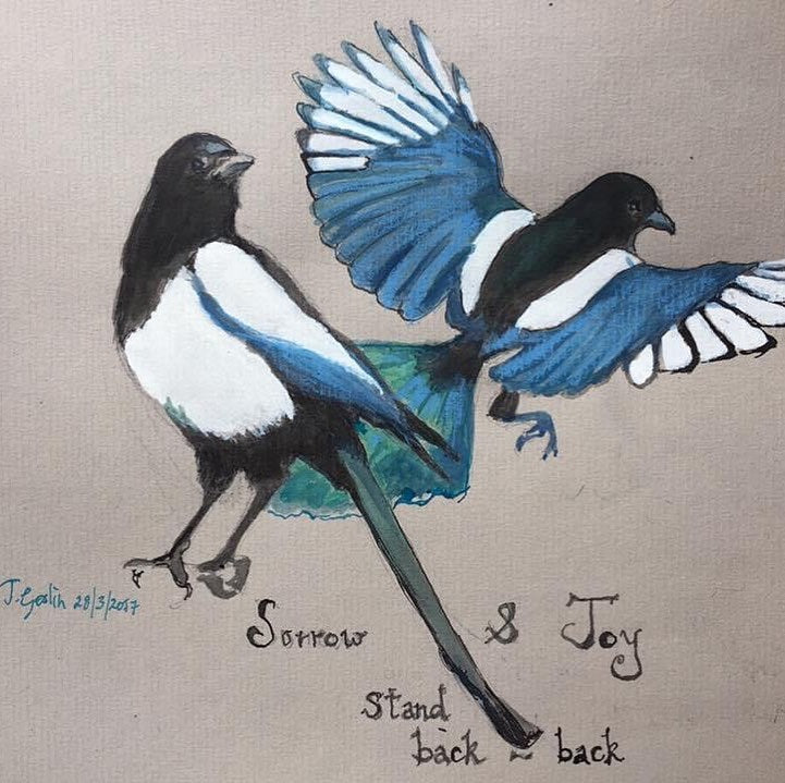 Two Magpies A5 Blank Greeting Card