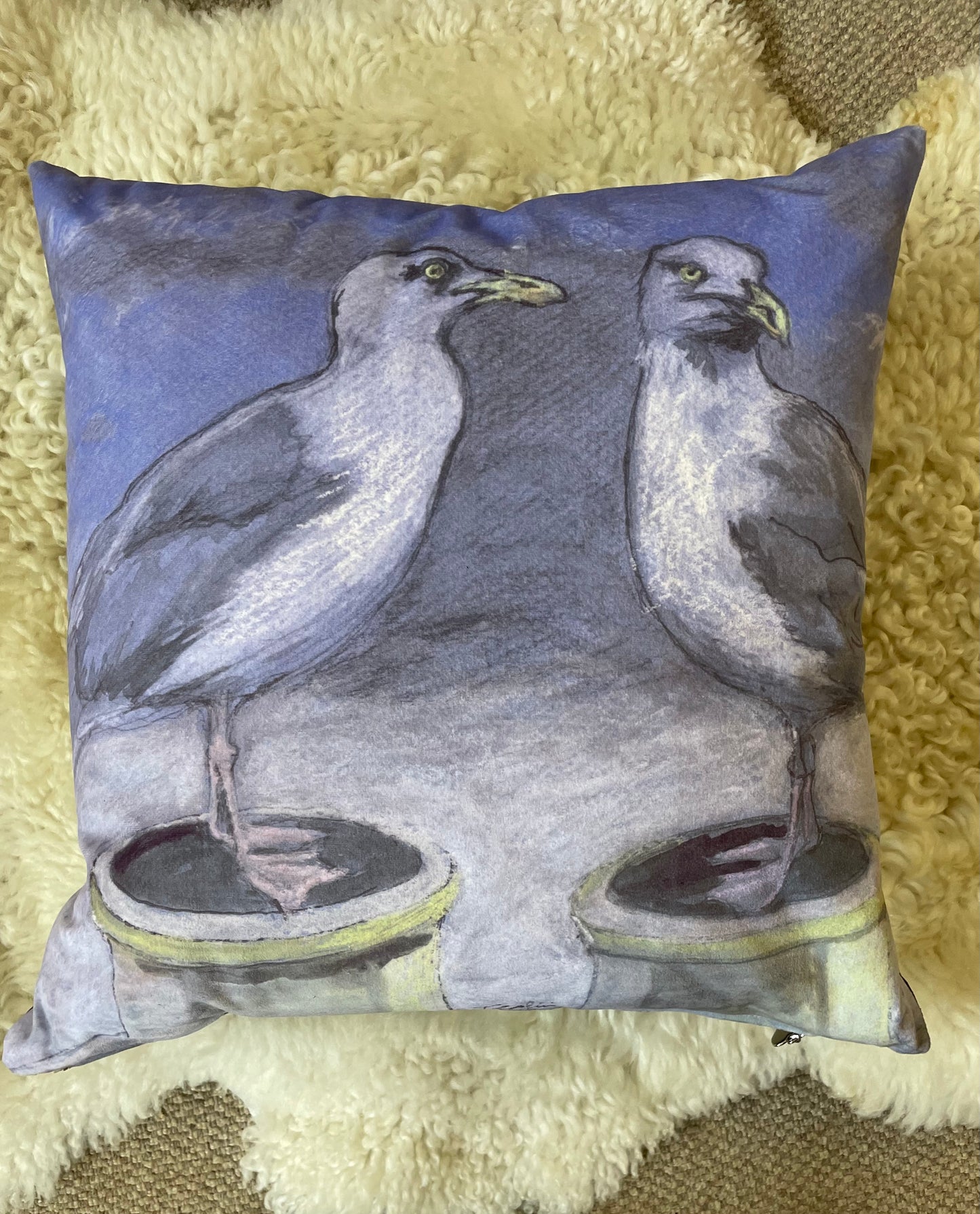 Potty Gulls Feather Cushion