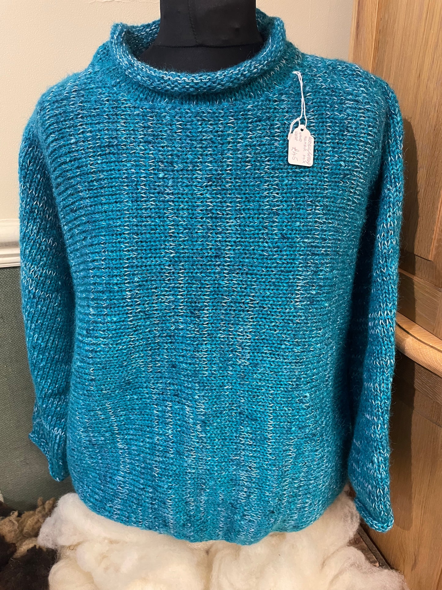 Turquoise Coloured knitted roll neck jumper