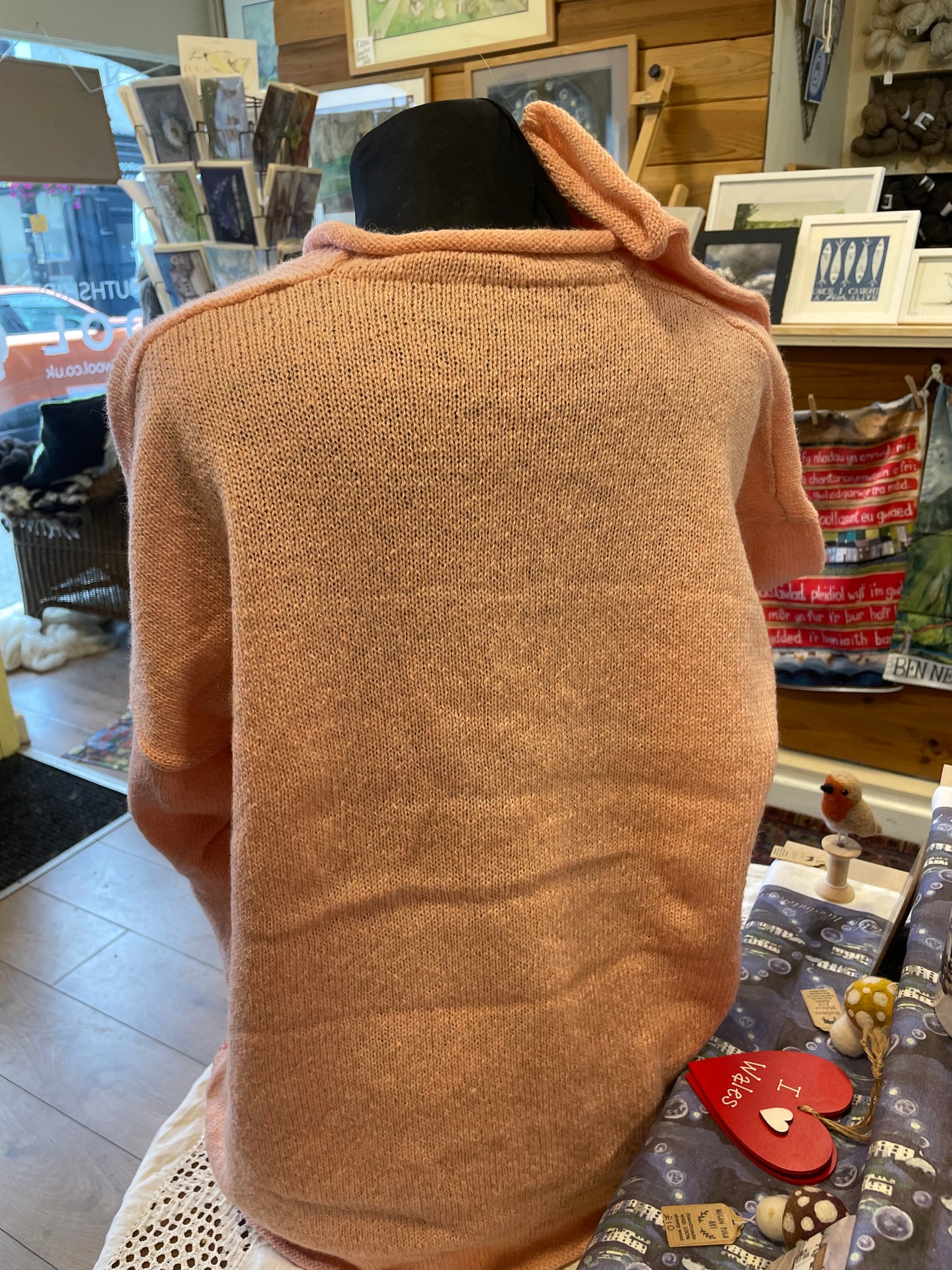 Cwmchwefru designer Shetland rose wool jumper