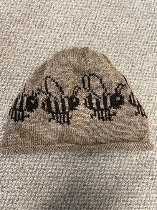 Natural coloured Wool Bumble Bee designed  hat