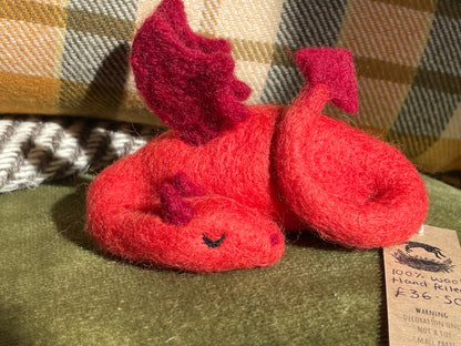 Sleeping Welsh Dragon Wool Felted
