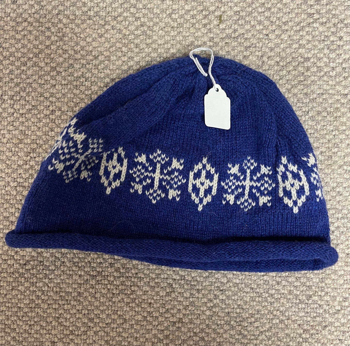 Blue and white Shetland Woollen hat