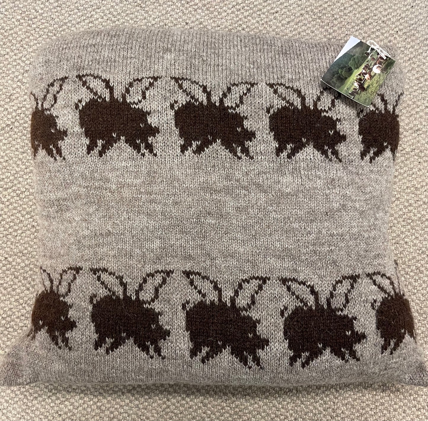 Woollen honey bee cushion