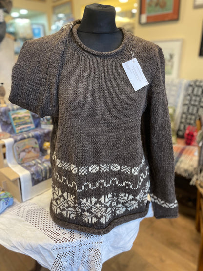 Cwmchwefru celtic designer natural coloured wool jumper