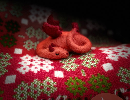 Sleeping Welsh Dragon Wool Felted
