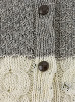 Florence Short Two-Tone British Wool Aran Cardigan