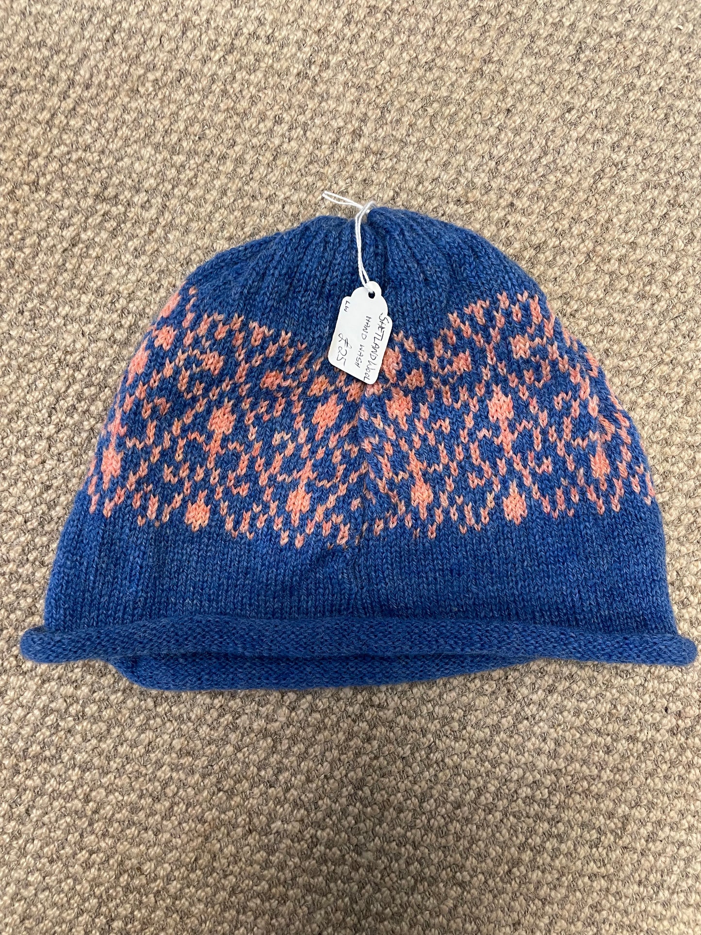 Blue Shetland  Wool designed hat