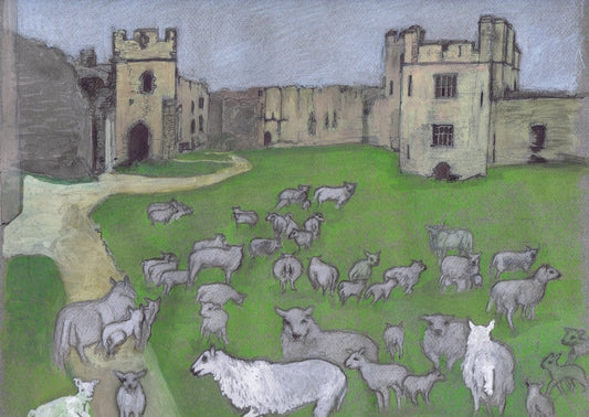 Falling Asheep in Chepstow Castle A5 Blank Greeting Card