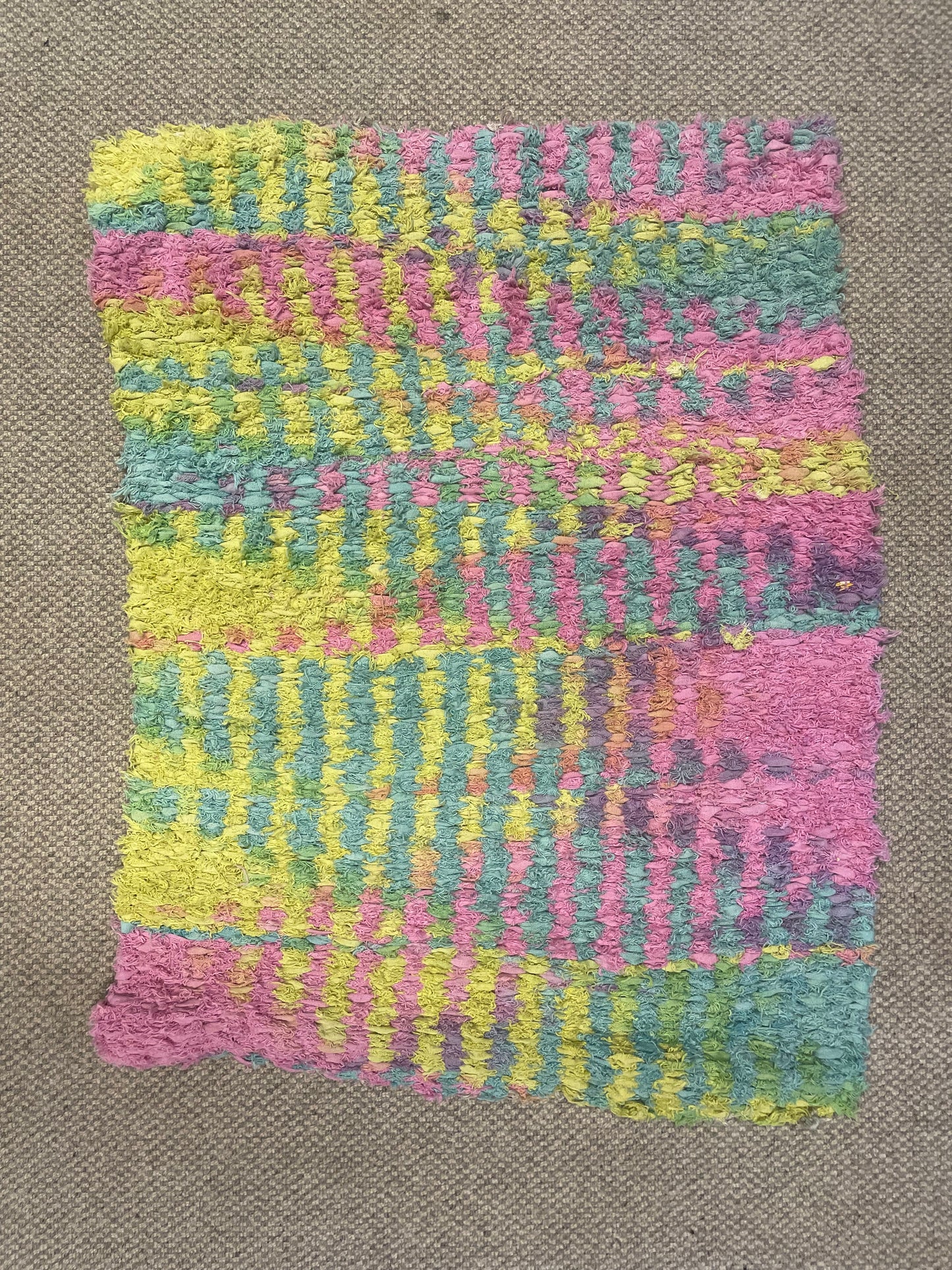 Pink and Yellow  Cotton Peg Loom Rugs