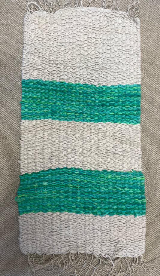 Green and White Cotton Peg Loom Rugs