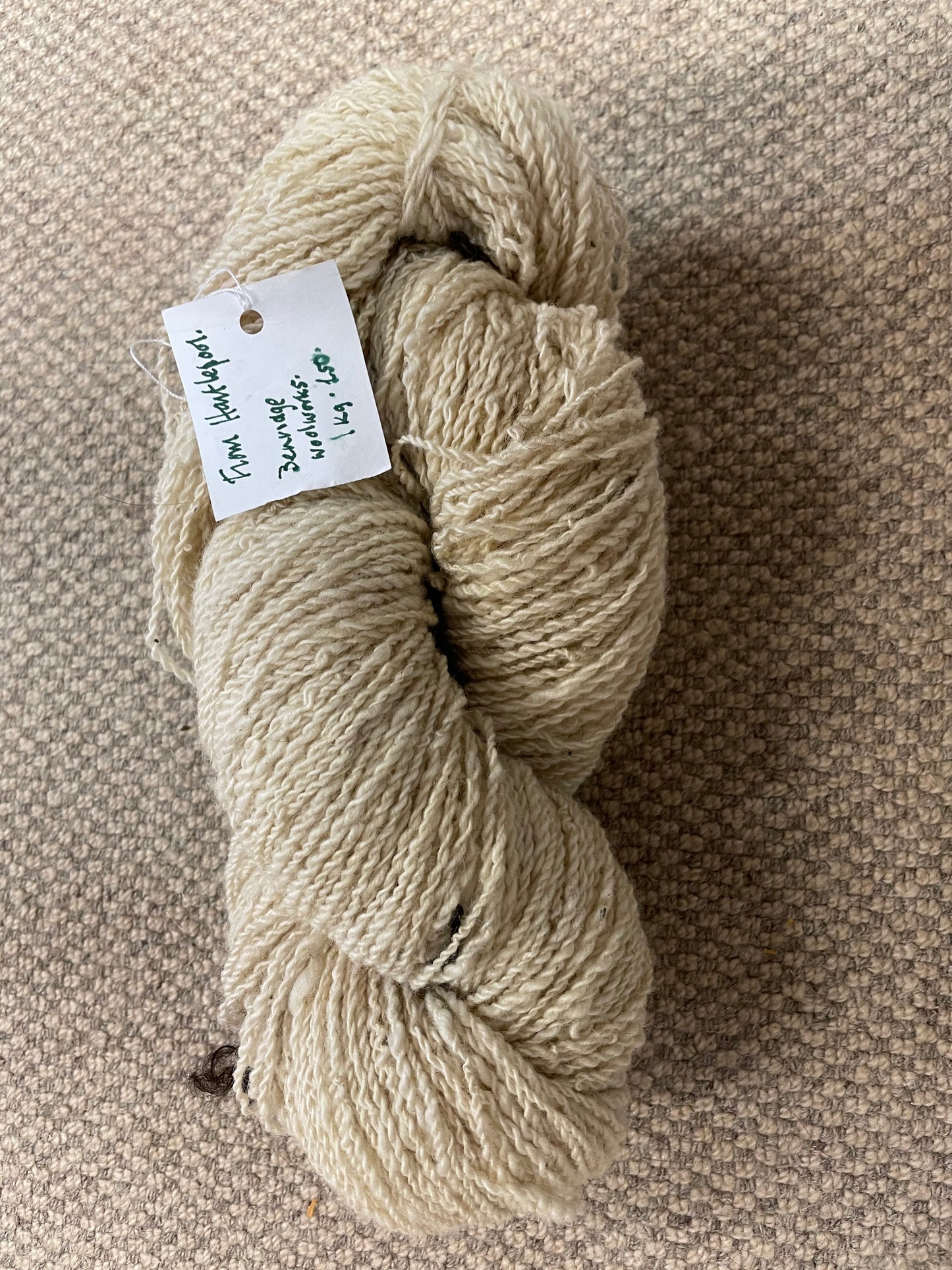 Hand spun White Natural Blue Faced Leicester Yarn