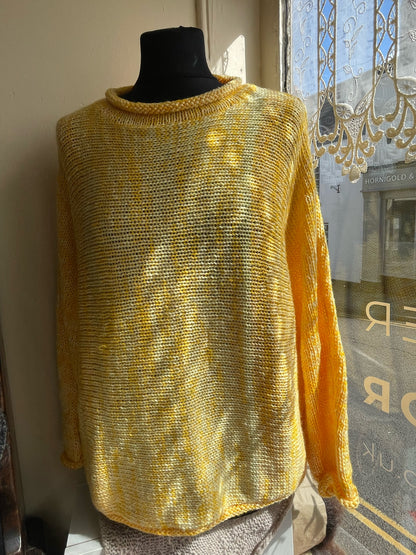 Yellow Coloured knitted roll neck jumper