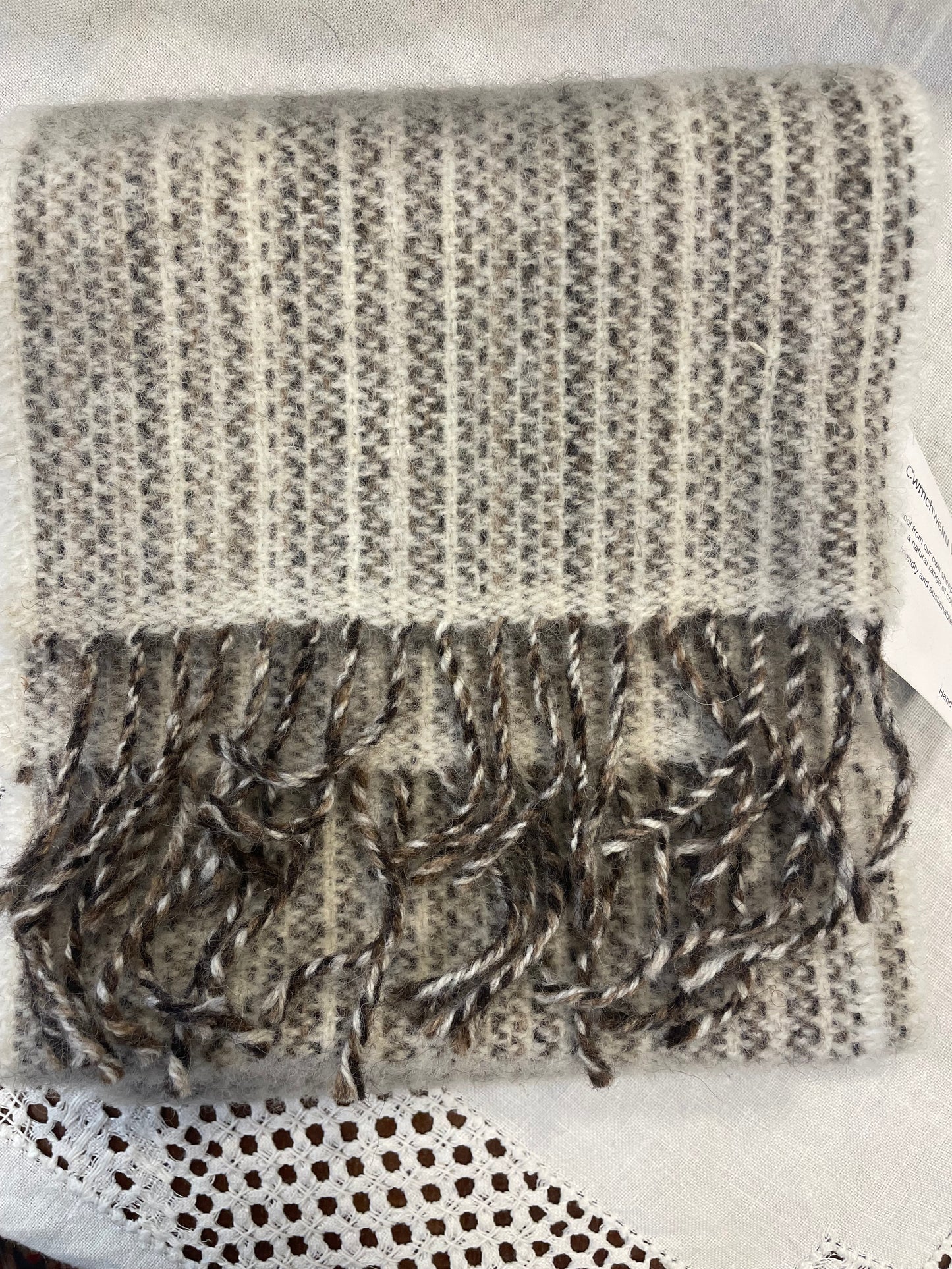 Woven woollen scarf Brown Gwyn a Llwyd