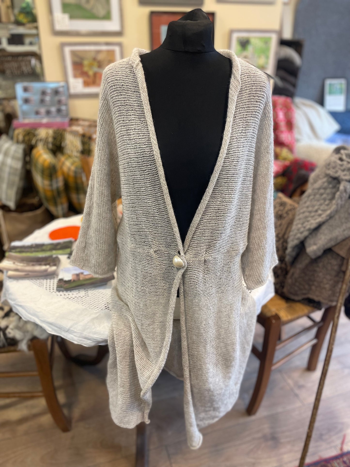 Natural coloured wool cream cardigan