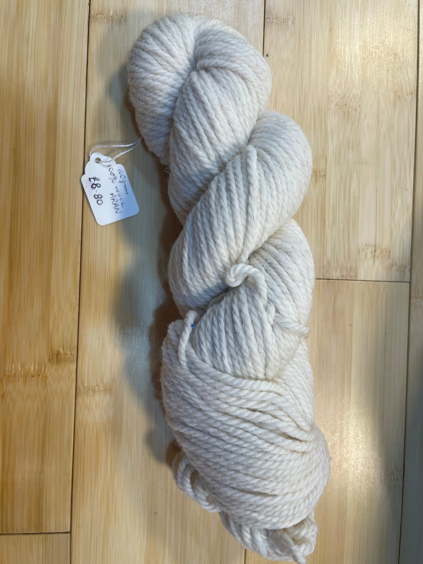 Aran 100gs 100% natural wool white