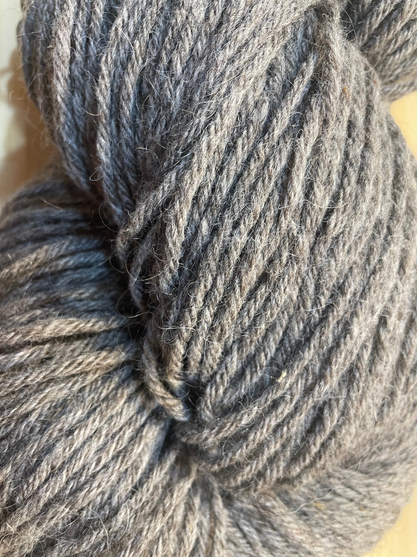 Aran 218 gm 100 % organically dyed Shetland Mohair wool Curly Mob Flock grey