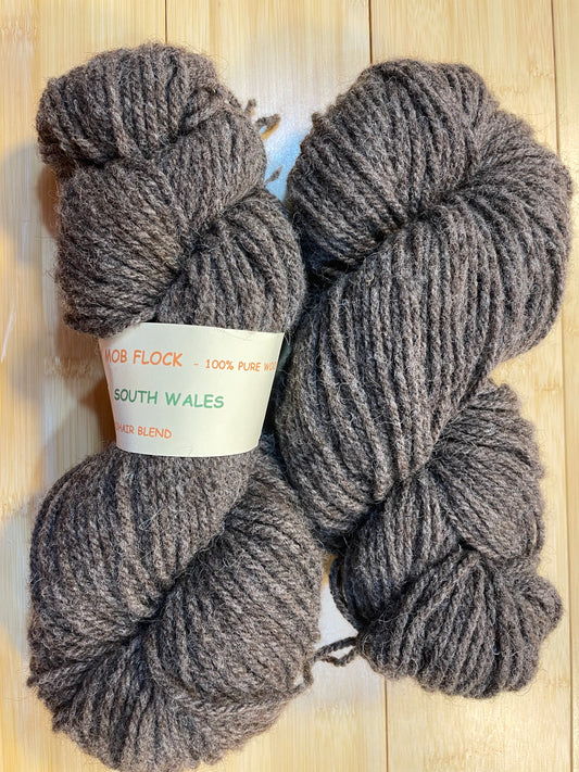 Aran 100gm 100 % organically dyed Shetland Mohair wool Curly Mob Flock dark grey