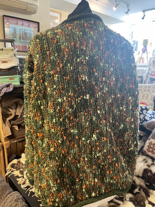 Green mottled knitted roll neck jumper