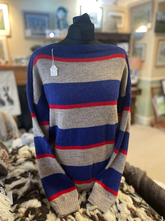 Shetland  Wool Blue and Grey multi coloured unisex  jersey