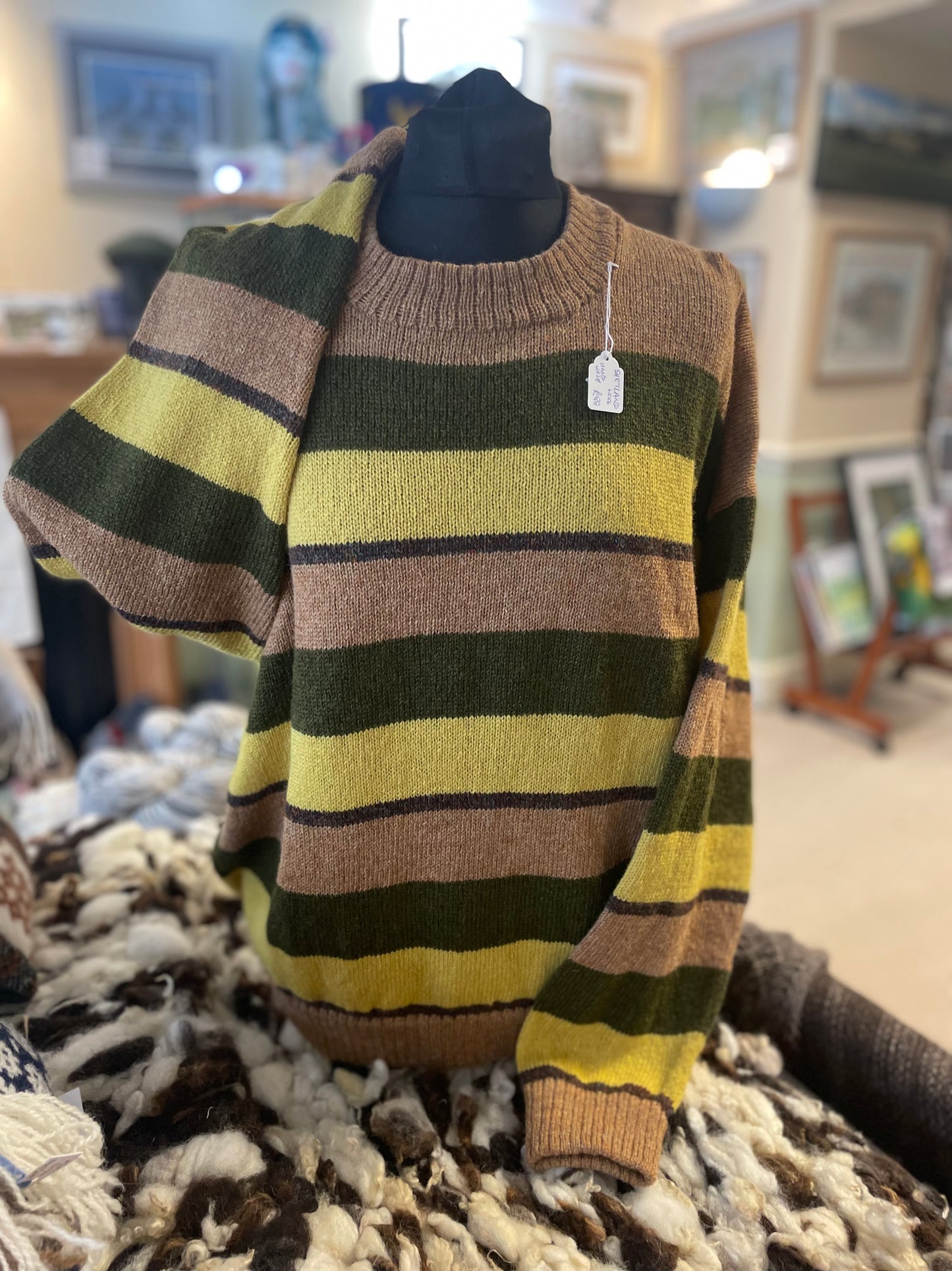 Shetland  Wool yellow multi coloured unisex  jersey