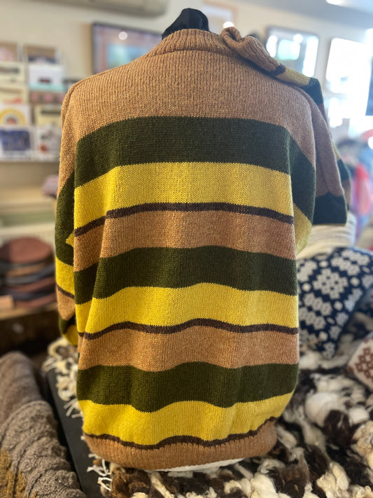 Shetland  Wool yellow multi coloured unisex  jersey