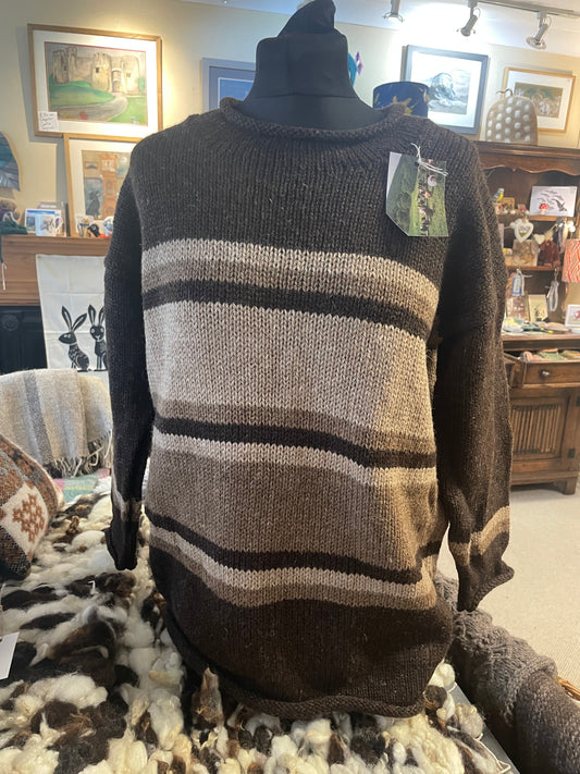 Natural coloured striped woollen jersey