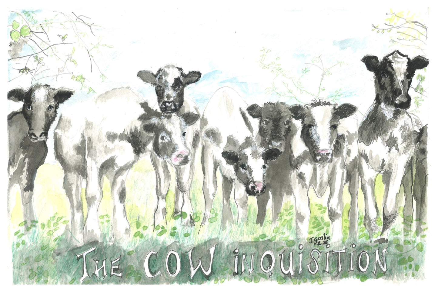 The Cow Inquisition A5 Blank Greeting Card