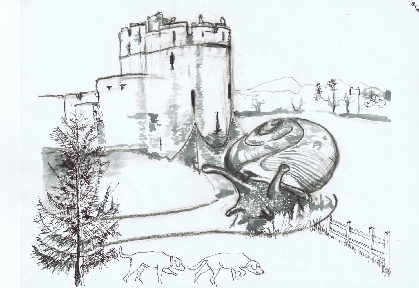 Castle Dell Snail Chepstow A5 Blank Greeting Card